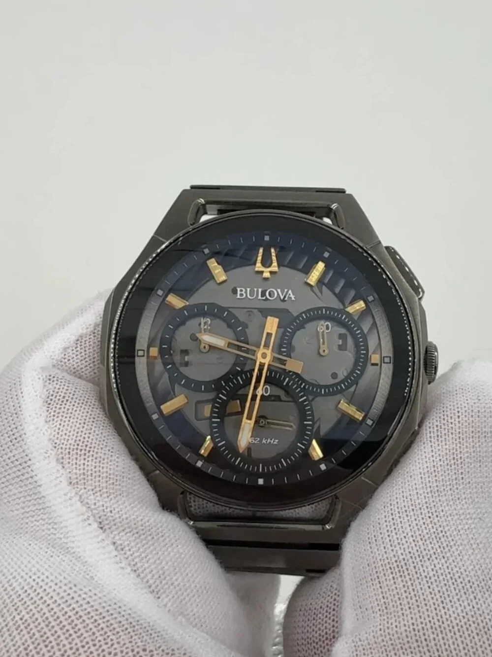 Bulova CURV 98A206 Chronograph Watch Warm Grey IP Sapphire Crystal With Box